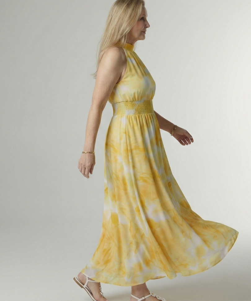 Silvana™ | Vestido Midi Halter con Cintura Fruncida