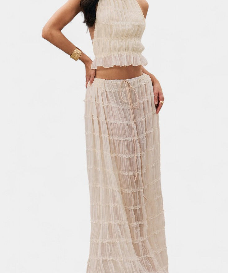 Eugenie Conjunto a Juego con Top Plisado y Falda