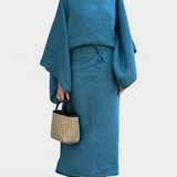 Kamilia Vestido Kimono de Lino y Algodón con Cinturón