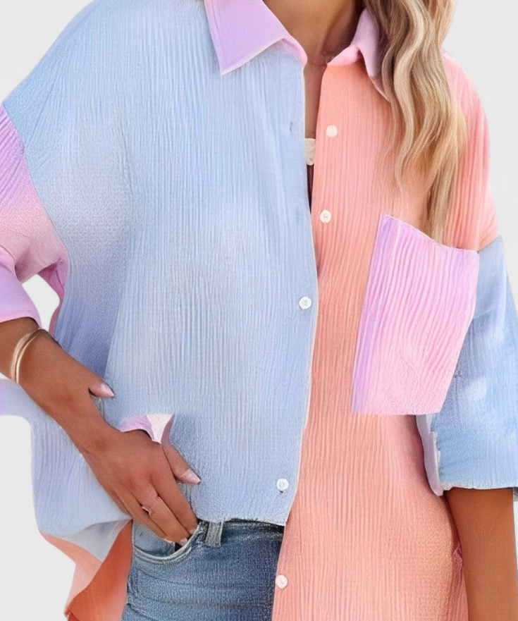 Juniper | Blusa de Botones en Bloque de Color