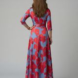 Celeste™ | Vestido Midi Floral con Escote Cruzado y Manga Tres Cuartos