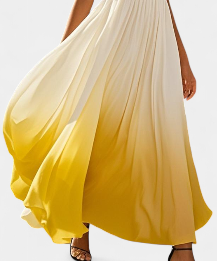 Starla Vestido Maxi Halter Plisado con Detalles de Perlas