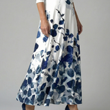 Celeste™ | Vestido Midi Floral con Escote Cruzado y Manga Tres Cuartos