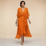 MARTA™ | VESTIDO DE CHIFFON CON ESCOTE EN V