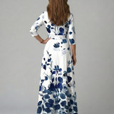 Celeste™ | Vestido Midi Floral con Escote Cruzado y Manga Tres Cuartos