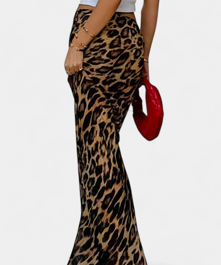 Elena Falda Maxi Slim con Estampado de Leopardo