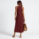 Jimena - Линено миди рокля с яка Mao