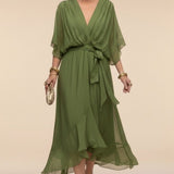 MARTA™ | VESTIDO DE CHIFFON CON ESCOTE EN V