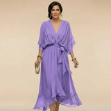 MARTA™ | VESTIDO DE CHIFFON CON ESCOTE EN V