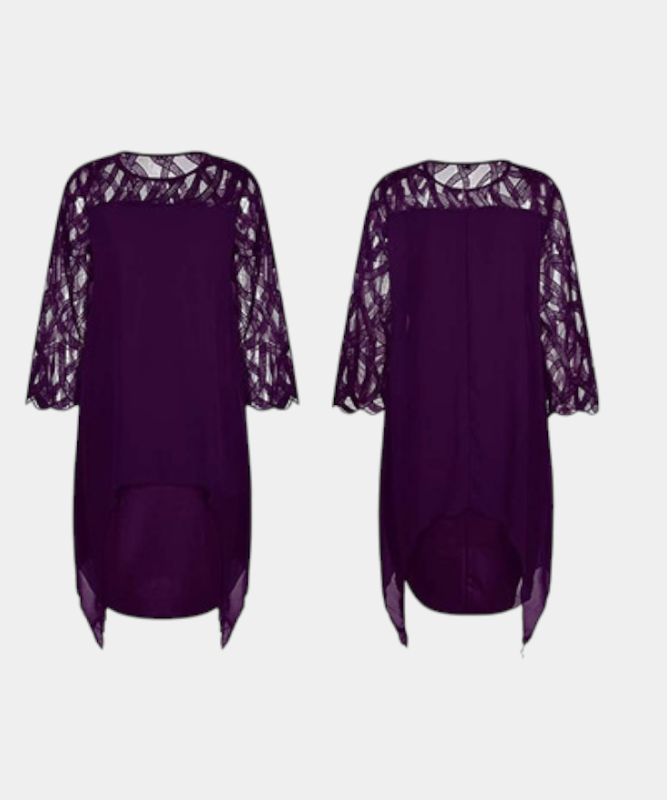 Yana Vestido Talla Grande con Mangas de Encaje