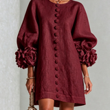 Marisela™ | Vestido Corto con Puños de Flores