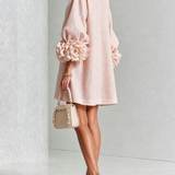 Marisela™ | Vestido Corto con Puños de Flores