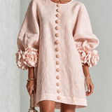 Marisela™ | Vestido Corto con Puños de Flores