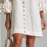 Marisela™ | Vestido Corto con Puños de Flores