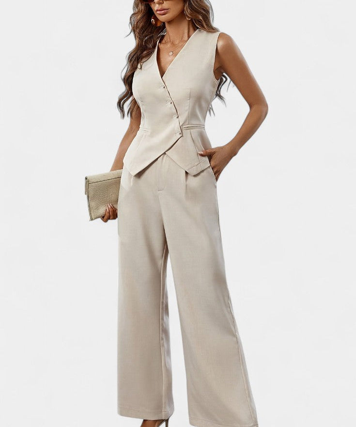 Heskia Conjunto de Chaleco Sin Mangas y Pantalones de Pierna Ancha
