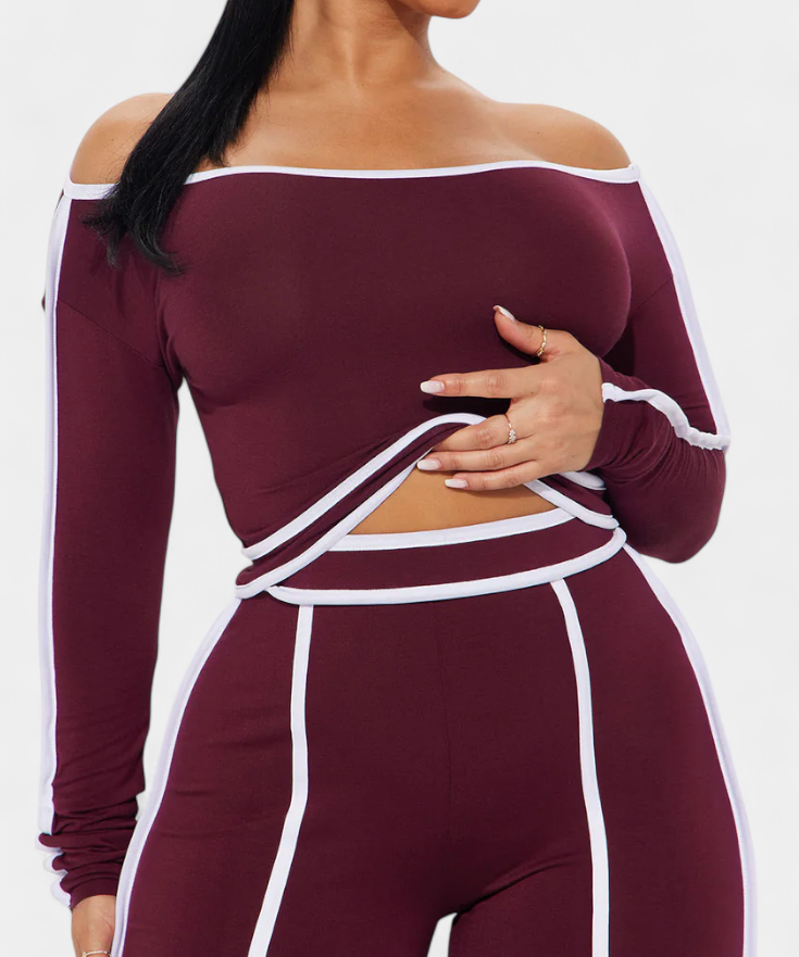 Krystelle Conjunto Off-Shoulder con Pantalón de Corte Recto