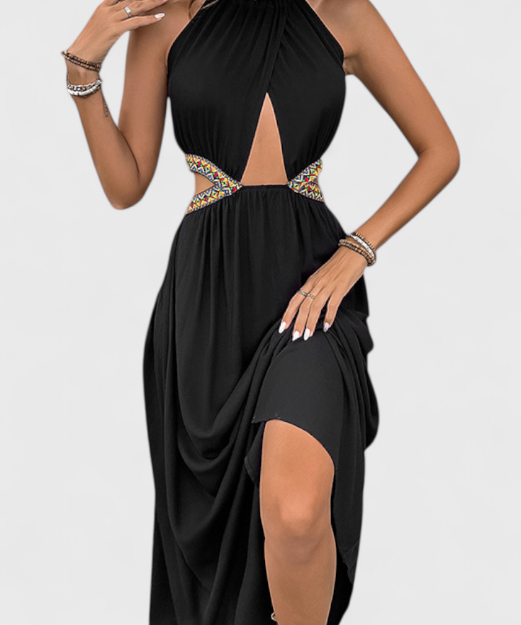 Sorina Vestido Midi Halter con Cortes