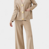 Aireen Conjunto de Punto con Cárdigan y Pantalón de Pierna Ancha
