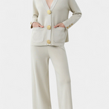 Aireen Conjunto de Punto con Cárdigan y Pantalón de Pierna Ancha