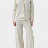 Aireen Conjunto de Punto con Cárdigan y Pantalón de Pierna Ancha