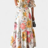Kacey Vestido Midi de Algodón con Estampado Floral y Manga Abullonada