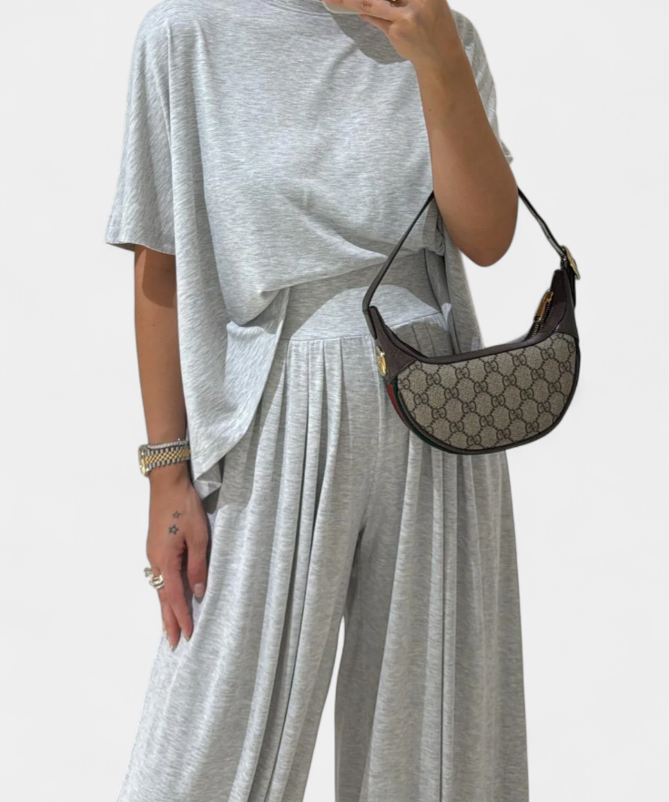 Trista Conjunto Casual de Top Suave y Pantalones de Pierna Ancha