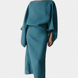 Kamilia Vestido Kimono de Lino y Algodón con Cinturón