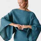 Kamilia Vestido Kimono de Lino y Algodón con Cinturón