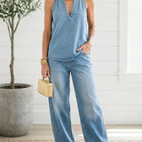 Maravillas™ | Conjunto vaquero top y pantalón wide leg