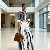 Inés™ | Conjunto de Dos Piezas: Top de Lino y Pantalón Estampado